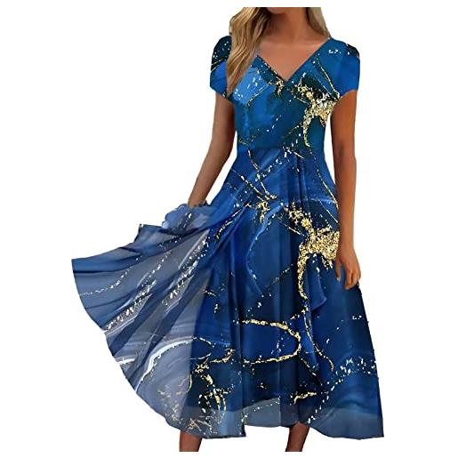 NaLatia donna vestito elegante lungo abito da sera scollo a v manica corta stampa chiffon vestiti curvy aderente estivo taglie forti abito maxi abiti da cerimonia cocktail