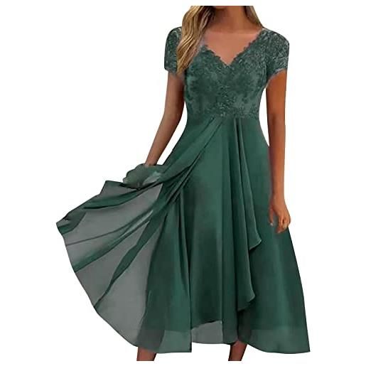 NaLatia donna vestito elegante lungo abito da sera scollo a v manica corta stampa chiffon vestiti curvy aderente abito estivo taglie forti maxi abiti da cerimonia