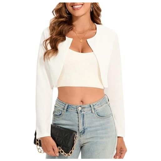 Hobrounn bolero da donna, elegante, aperto sul davanti, maniche lunghe, per abiti da sera