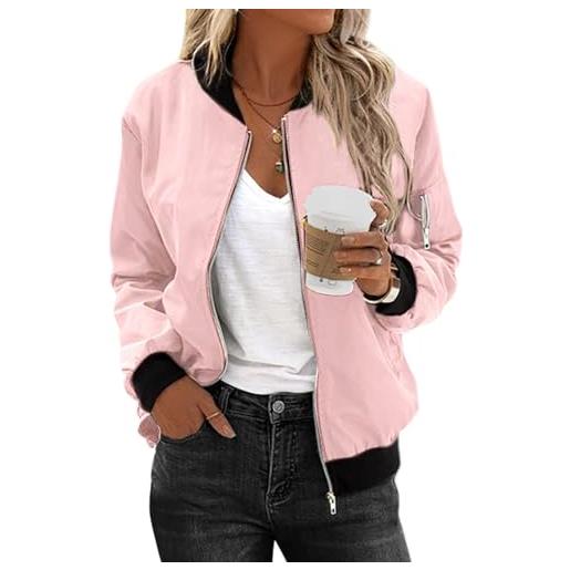 Zeagoo giacca bomber donna corto blouson giacca casual giacca da pilota manica lunga outwear zip up unita leggera giacca felpa