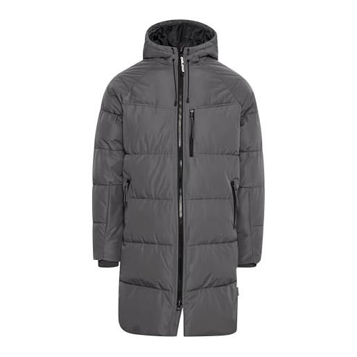 b BLEND blend bhmkarsin - parka invernale da uomo, con cappuccio, fascia elastica regolabile con cerniera, polsini a coste, dettagli sull'etichetta, vestibilità regolare, iron gate (193910). , xl
