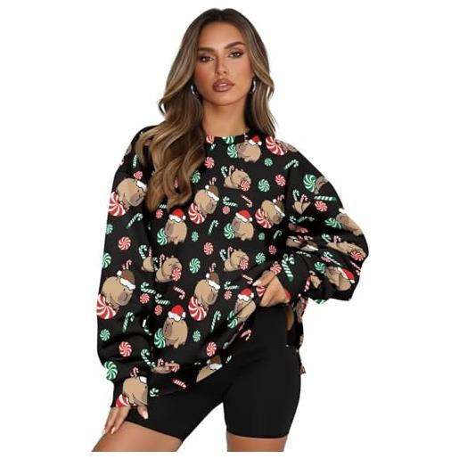 ZIATUBLES felpa oversize da donna girocollo pullover camicie a maniche lunghe comodo maglione con tasca abiti autunno inverno