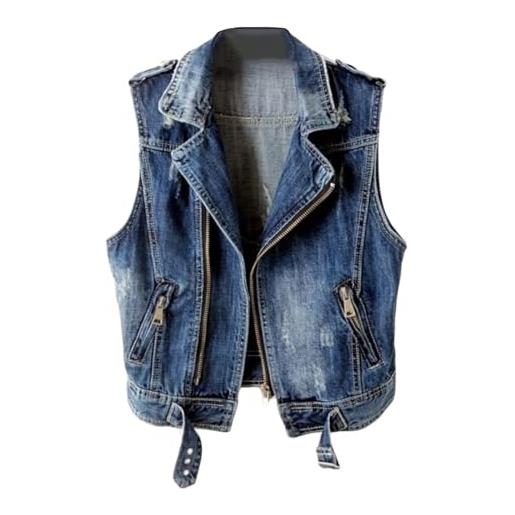 Rivccku gilet giacca senza maniche gilet vintage biker gilet jean donna