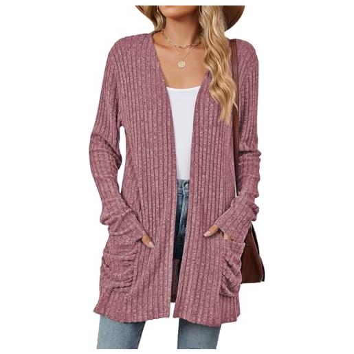 RUISHH cardigan donna a manica lunga maglione lungo elegante autunno inverno giacca con tasche