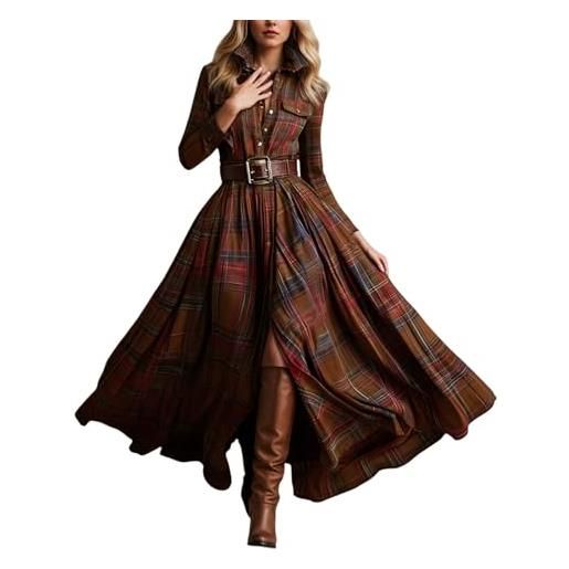 lozssnigzi vestito donna invernale, abiti tartan party vestiti da sera lungo invernale vestito scozzesi eleganti natalizio abito scozzese maniche lunghe casual