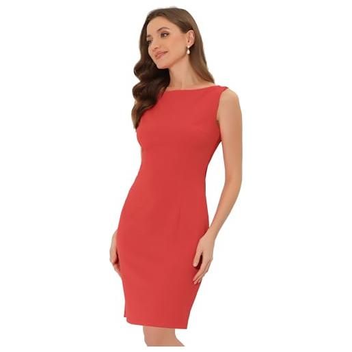Allegra K abito a tubino per donne, abito da natale, per insegnanti, da ufficio, senza maniche, con scollo a barchetta, abiti professionali, arancione, xl