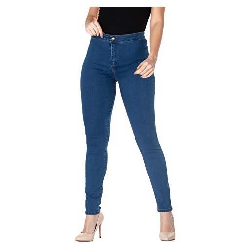 MAMAJEANS jeggings donna a vita alta, comodo cotone elasticizzato, skinny fit - made in italy (s, medio)