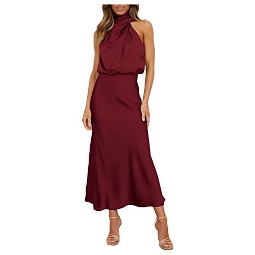 Cocila donna elegante paillettes vestito lungo abito da donna in raso lungo formale estivo con scollo a lupetto senza maniche con spacco laterale e maxi abiti a canotta abito lungo sfumato