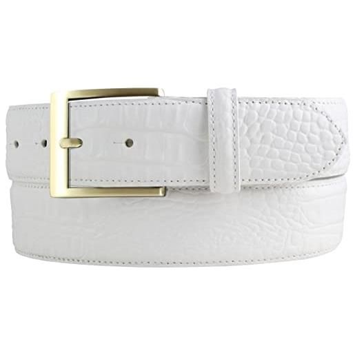 BELTINGER cintura con fibbia dorata e coccodrillo in rilievo 4 cm | cintura in pelle 40 mm effetto coccodrillo | motivo coccodrillo 4 cm