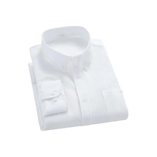 Generic camicette da uomo in velluto a coste con colletto rovesciato, camicia a maniche lunghe, stile vintage streetwear, bianco, l