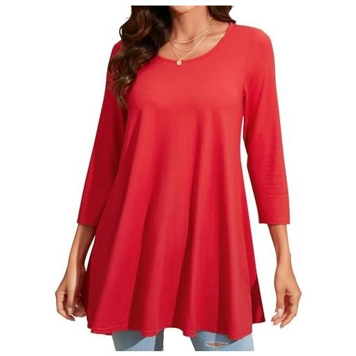 Enmain maglietta a maniche lunghe con girocollo da donna tunica top casual camicette maglietta donna lunga