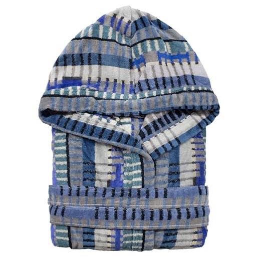Nada Home accappatoio uomo donna in spugna velour cinigliato con cappuccio jacquard 7126