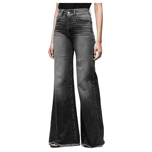 GIIWAKI jeans da donna con fondo a campana jeans svasati a vita alta a gamba larga bootcut jeans larghi jeans elasticizzati a gamba larga piedi larghi pantaloni in denim lunghi
