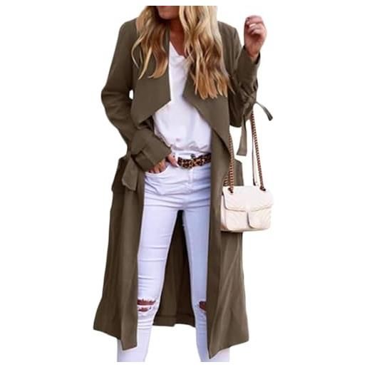 Yancremio trench elegante da donna trench classico moda casual in vita giacca lunga leggera da lavoro per la primavera e l'autunno