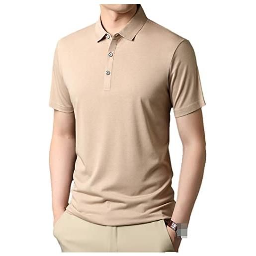 Disimlarl polo da uomo in viscosa di bambù, manica corta, setosa, risvolto maschile, camicia casual da lavoro
