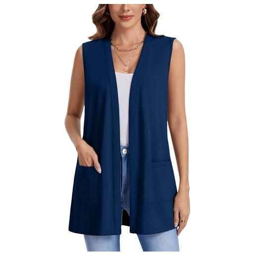 Actcat cardigan da donna senza maniche leggero aperto davanti casual vestibilità ampia gilet con tasche 2026