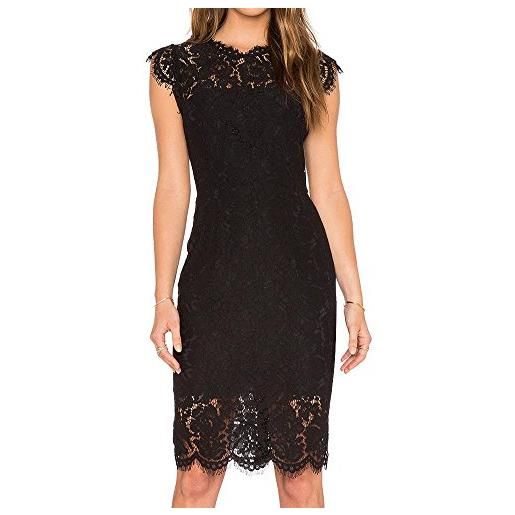 Placitiume abito da donna senza maniche in pizzo floreale, elegante, da cocktail, girocollo, lunghezza al ginocchio