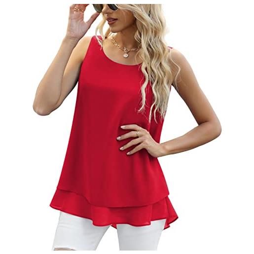 Yommay canotta estiva da donna, camicette da donna, senza maniche, in chiffon, da donna canotte e top