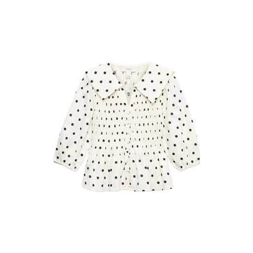 Marks & Spencer donna ricco di lino a pois arricciato camicetta - aderente - orlo peplum - maniche corte