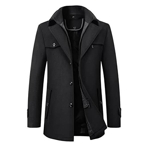Generico uomo trench lungo a vento doppio petto slim fit ufficio soprabito lana nuovi capispalla manica lunga elegante trench coat in tweed uomo casual cappotto doppiopetto invernale classico