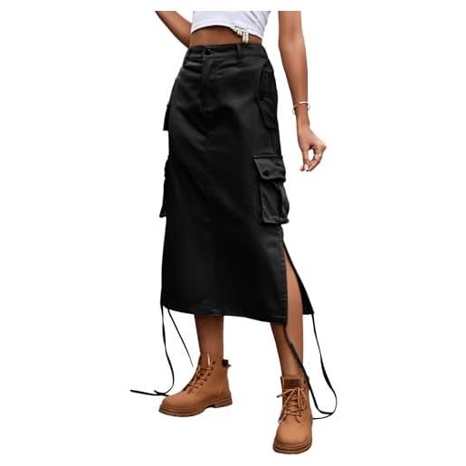 aromm donna cargo gonna lunghe sotto ginocchio gonne jeans vita alta con tasche