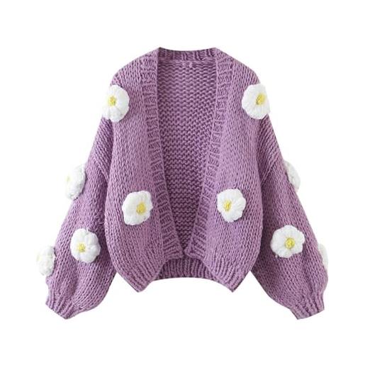 Generico cardigan donna spesso ago lana manuale fiore manica maglia largo pigro stile spessore maglione giacca
