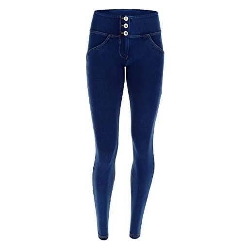 FREDDY - jeggings push up wr. Up® skinny vita media in cotone organico, denim scuro, extra small