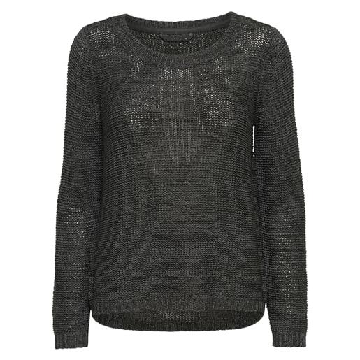 ONLY onlgeena xo l/s pullover knt noos, felpa donna, grigio (dark grey melange), 34 (taglia produttore: x-small)