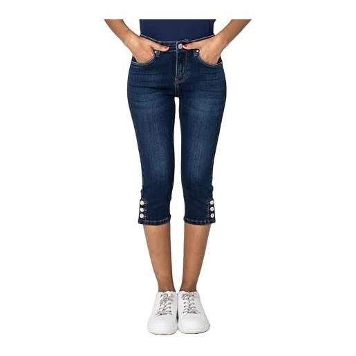 Nina Carter p516 pantaloni capri slim fit jeans a vita alta, estivi