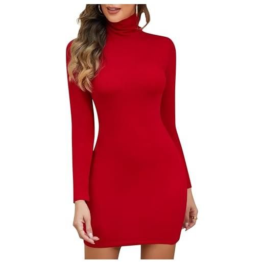 SHAPERIN vestito maglione donna maniche lunghe abito collo alto mini abiti aderente vestiti tubino inverno