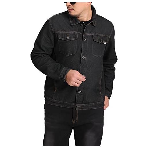ANUFER uomo vintage giacca di denim classico occidentale trucker cappotto di jeans nero sn070642 l