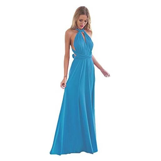 IMEKIS donna eleganti abito da sera lungo senza schienale scollo a v multiway vestito da sposa senza maniche damigella d'onore cerimonia cocktail formale prom abiti xs - xl