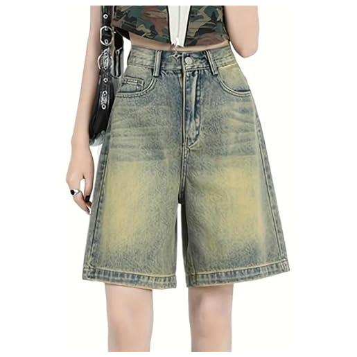 AOPEZIA pantaloncini di jeans larghi y2k, pantaloncini di jeans, pantaloni di jeans corti da donna, pantaloni grunge hip hop, pantaloncini con tasche, pantaloncini estivi a vita medio-bassa