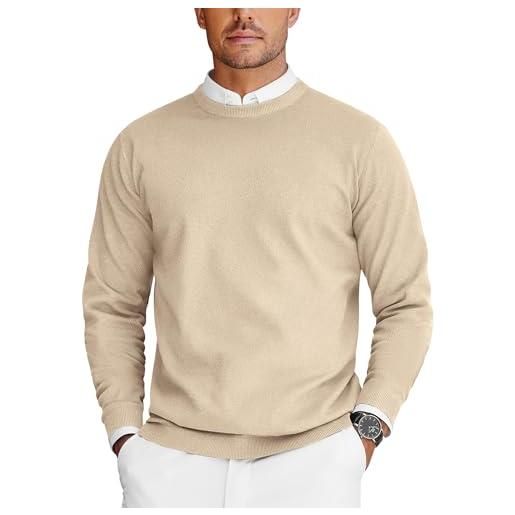 COOFANDY maglioni per uomo pullover a maglia maglione da lavoro felpa uomo firmata maglioncino a maniche lunghe pullover girocollo top casual beige s
