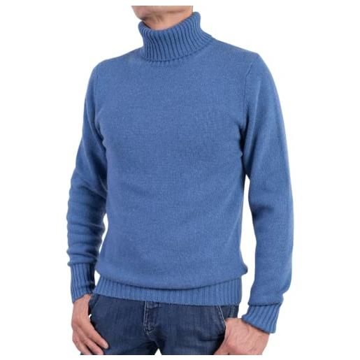 Marenza maglia collo alto uomo misto cashmere made in italy maglione dolcevita manica lunga cachemire doppio filo autunno inverno pullover nero beige bianco grigio ragazzo polo invernale (jeans, l)