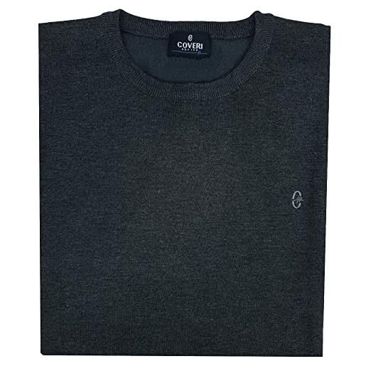 Coveri maglia maglione pullover uomo slim fit girocollo colorato m l xl xxl (xxl - grigio scuro)