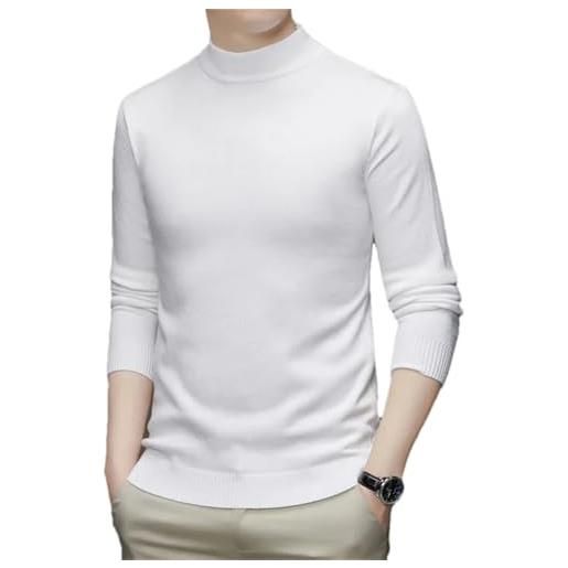 OWEIEYEU maglione seminterrato caldo morbido maglione a maniche lunghe a maniche lunghe da uomo, bianco, xl