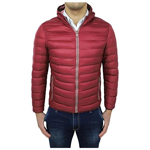 Evoga piumino uomo class invernale giubbotto giacca bomber con cappuccio (xxl, rosso)