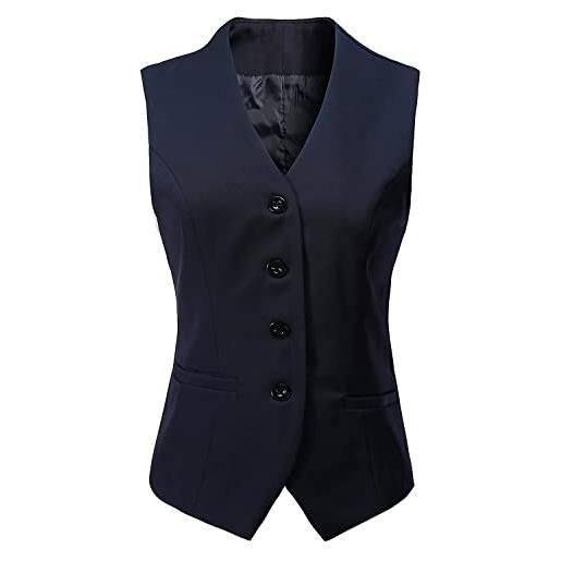 V VOCNI gilet da donna completamente foderato con 4 bottoni con scollo a v