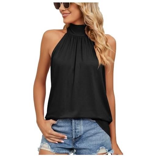 HSAJS canotta donna estive canottiera a girocollo halter camicetta senza manica elegante casual shirt top moda camisole casual sciolta morbido tank top
