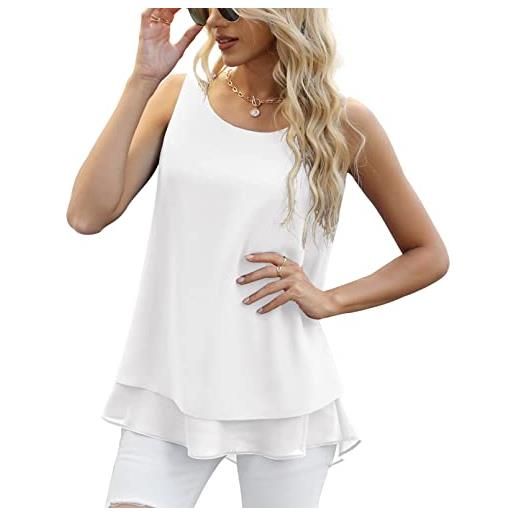 Yommay canotta estiva da donna, camicette da donna, senza maniche, in chiffon, da donna canotte e top