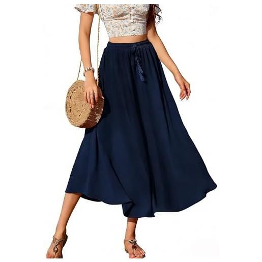 Koerye lunghe gonne donna vita alta maxi gonna con coulisse a-linea boho | retrò elegante gonna ampia lunga con nappe pieghettato vacanziero casual abiti da spiaggia