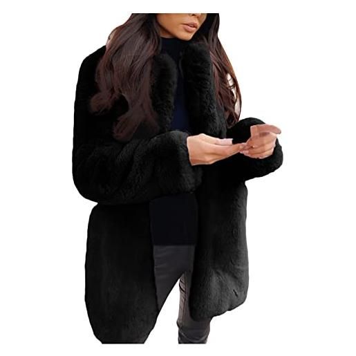 Kobilee giubbotto pelliccia ecologica donna invernale lungo calda pesante maglione curvy cappotto teddy giacca pile morbida elegante peluche giubbino giacca invernale mezza stagione fodera