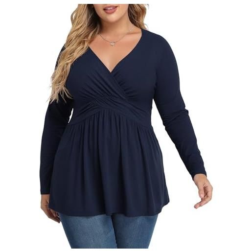 TIANZHU camicetta da donna casual allentata tunica top scollo a v dfa e dfs af, blu navy, xxl