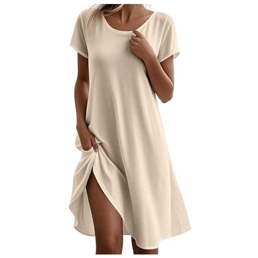 Generico vestiti estivi donna vestito estivo abito curvy abitino taglie forti abiti vestitini cotone eleganti da spiaggia corto prendisole abbigliamento summer cerimonia vestitino verano, m, beige, beige
