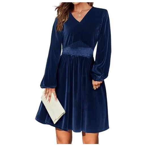 Zeagoo abito da donna in velluto elegante abito da festa per feste abito da ballo vintage scollo a v lunghezza al ginocchio abito da sera a-line s-xxl