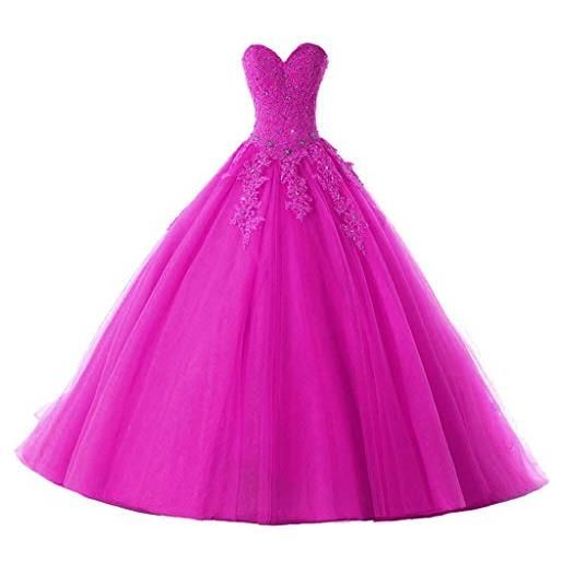 Vantexi abito lungo da donna, in tulle, magenta, 44