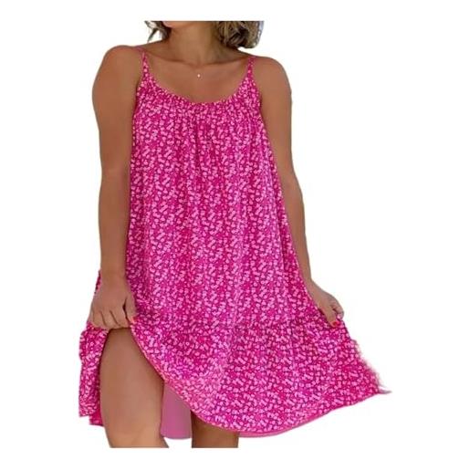 DSFIHJO abito con bretelle floreali vestito da donna con stampa floreale, estivo, senza maniche, oversize, taglia s-5xl(deep red, 3xl)