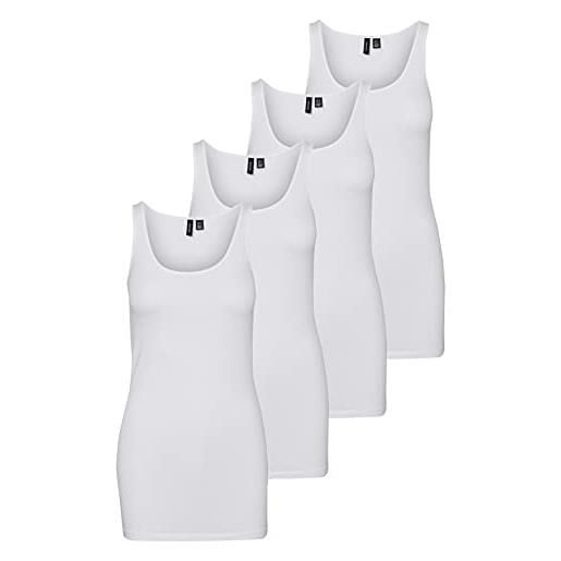 VERO MODA vmmaxi my soft long tank top ga 4 10265024, confezione da 4 (4 x bianco brillante), l