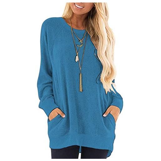 AUSELILY camicia a maniche lunghe da donna top con tasche